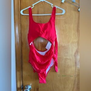 Red Cutout One-Piece Swimsuit